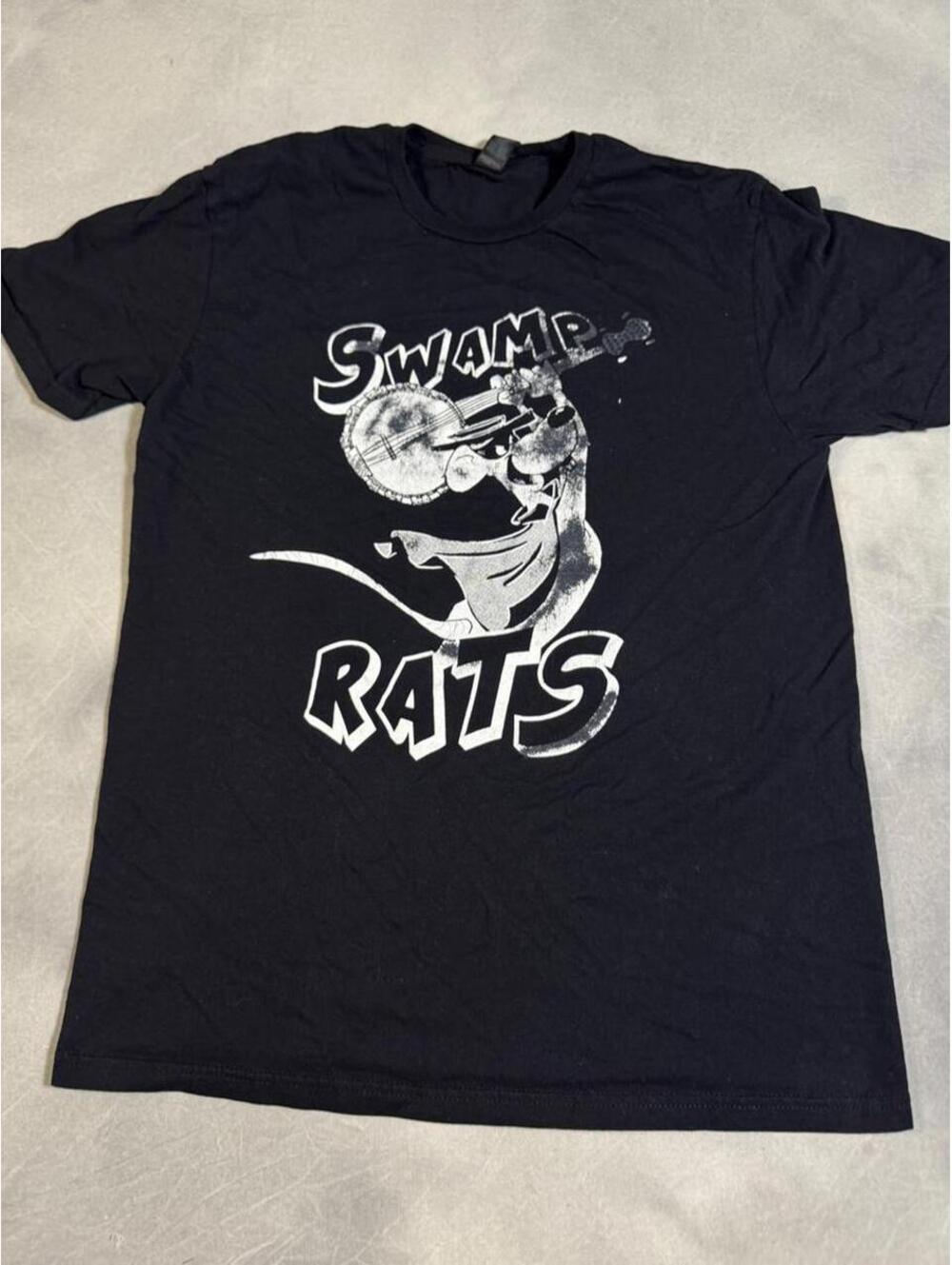 Swamp Rats Folk Punk Bluegrass Band T-Shirt Black Banjo Graphic Medium